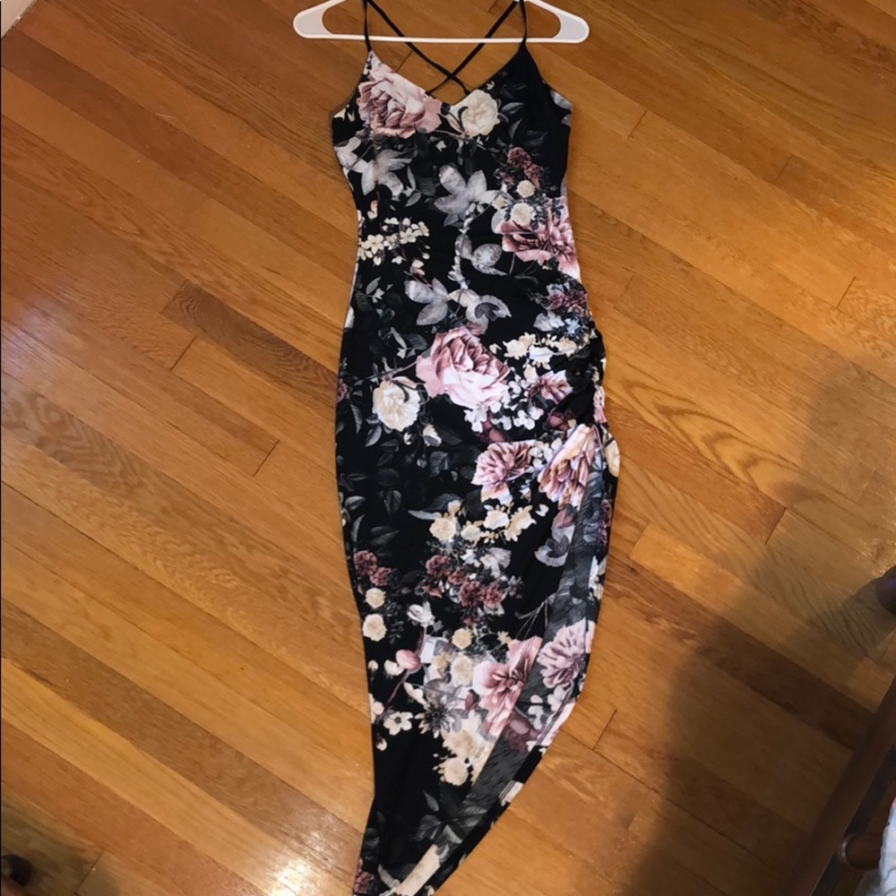 Formal Asymmetrical Hem Floral Dress